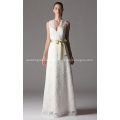 Sheath Column V-neck Floor-length Lace Wedding Dress